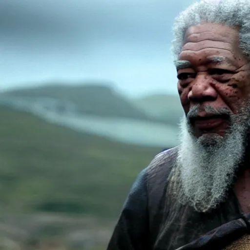 Image similar to Morgan Freeman in Vikings detail 4K quality super realistic
