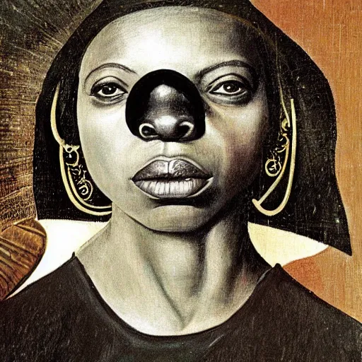 Image similar to nina simone by hieronymus bosch