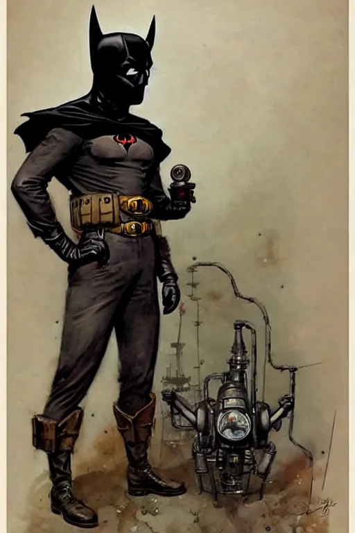 Image similar to ( ( ( ( ( 1 9 5 0 s retro future spiderbatman adventurer in steampunk costume full portrait. muted colors. ) ) ) ) ) by jean - baptiste monge!!!!!!!!!!!!!!!!!!!!!!!!!!!!!!