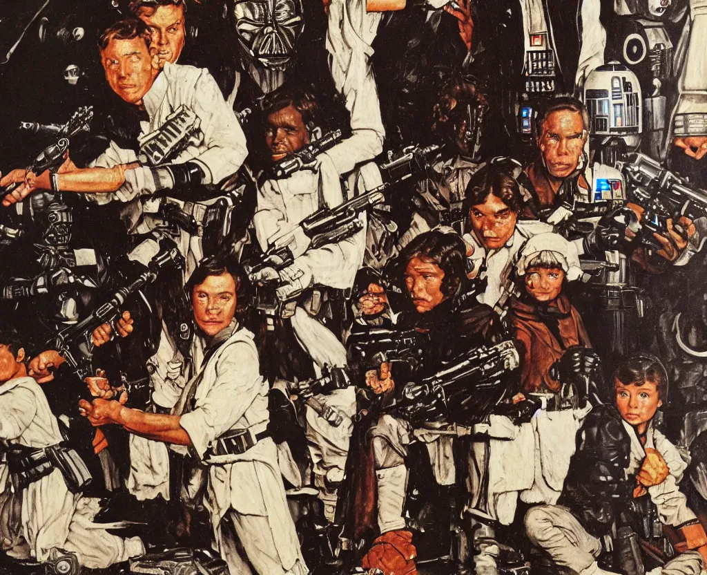 Image similar to star wars by norman rockwell, detailed painting, 8 k