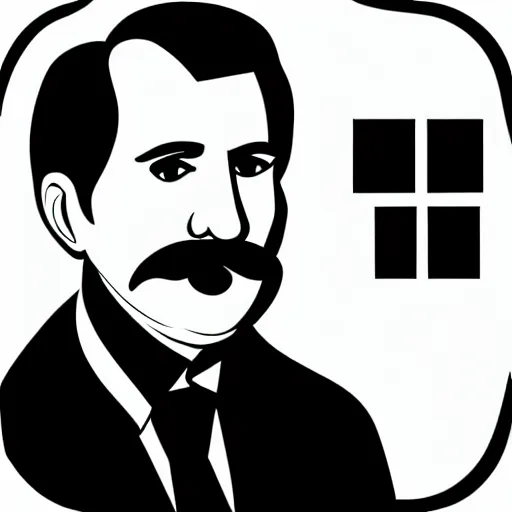 Prompt: taras schevchenko. face. old, balding, long moustache. simple vector graphics icon by andy warhol