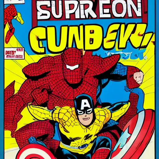 Image similar to marvel comic cover for the superhero rubber ducky man