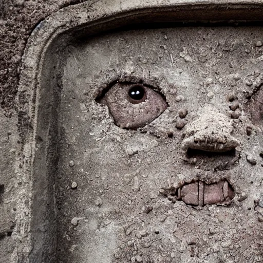 Image similar to humanoid creature made from crumbling corroded concrete