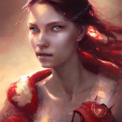 Image similar to a beautiful painting of a nord woman, by raymond swanland and jia ruan, featured on artstattion