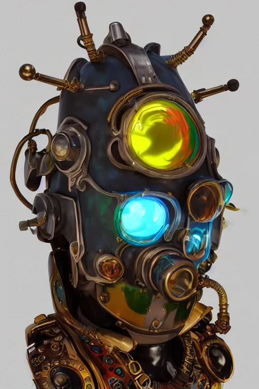 Image similar to colorful vivid steampunk mask minimalist fantasy art robot ninja helmet, global illumination ray tracing hdr fanart arstation by sung choi and eric pfeiffer and gabriel garza and casper konefal