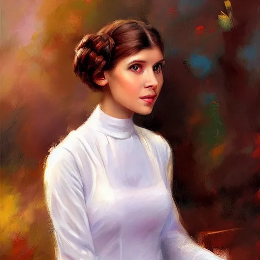 Image similar to Princess Leia, painting by Vladimir Volegov