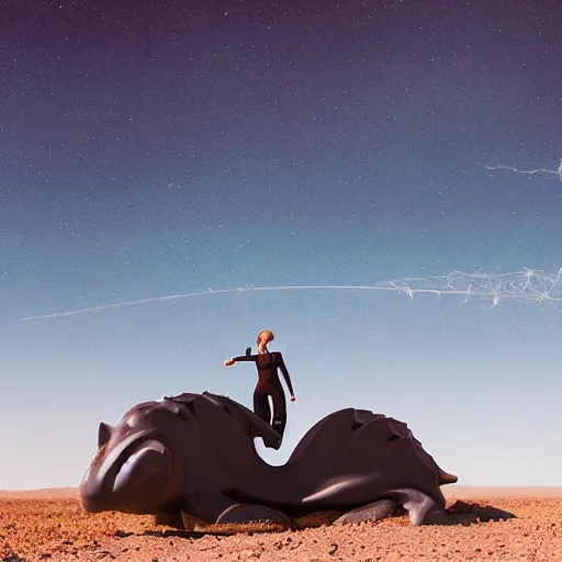 Image similar to 🐋🦖🐉 🤖 👽🐳 in desert, photography by bussiere rutkowski andreas roch