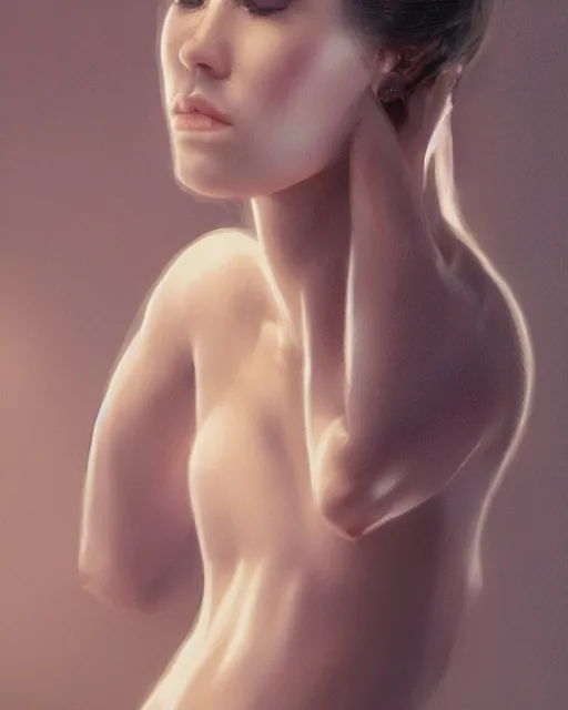 Prompt: beautiful woman scanning herself in a 3 d scanner, photo by greg rutkowski, female beauty, intricate detail, elegance, sharp shapes, soft lighting, vibrant colors, masterpiece