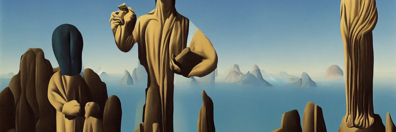 Image similar to cristo redentor rio painting magritte