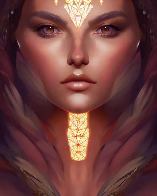 Prompt: symmetry portrait of brunette princess, glam, deco, glowing intricate, elegant, highly detailed, digital painting, artstation, concept art, smooth, sharp focus, illustration, art by artgerm and greg rutkowski and fra angelico and unreal engine 5