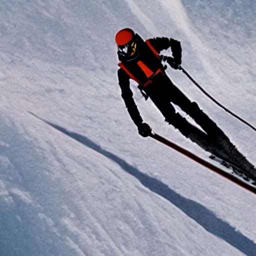 Image similar to star wars xwing pilot skiing down a mountain