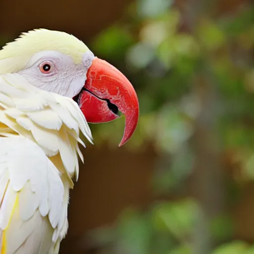 Prompt: albino macaw parrot