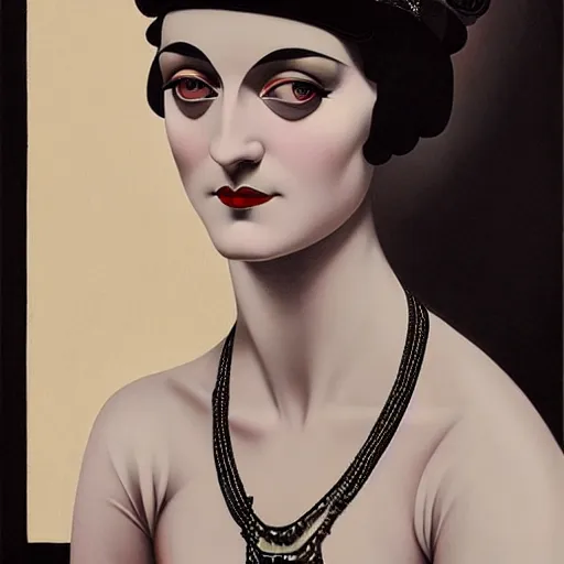 Image similar to a woman wearing weimar berlin fashion, 1 9 2 0's, looking at the camera, aesthetic, elaborate, intricate, highly detailed, detailed face, smooth, sharp focus, occlusion shadow, rim light, art by greg rutkowski and ilya kuvshinov and salvador dali,