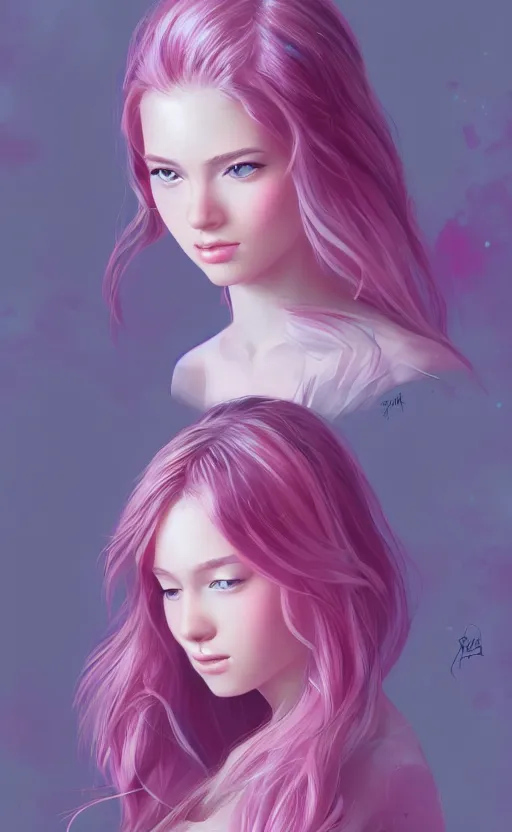 Image similar to teen girl, pink hair, gorgeous, amazing, elegant, intricate, highly detailed, digital painting, artstation, concept art, sharp focus, illustration, art by Ross tran