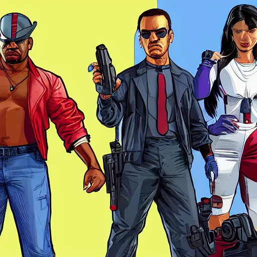 Prompt: the x-man's as GTA V characters