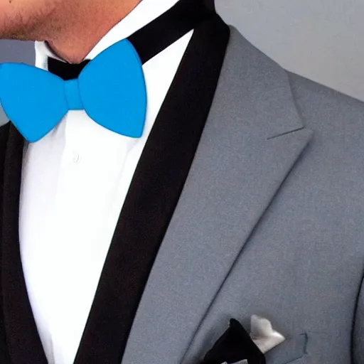 Image similar to blue salamander in a grey tuxedo and a bowtie, character icon