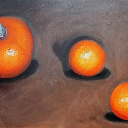 Prompt: a painting of a rotting orange trending on art station high quality