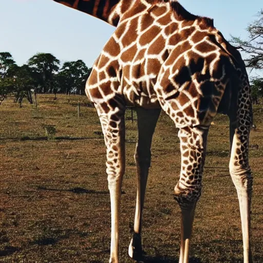 Image similar to a Giraffe-Pug Hybrid, A Giraffe that looks like a pug, huge tusks, afternoon hangout, good times photograph, candid