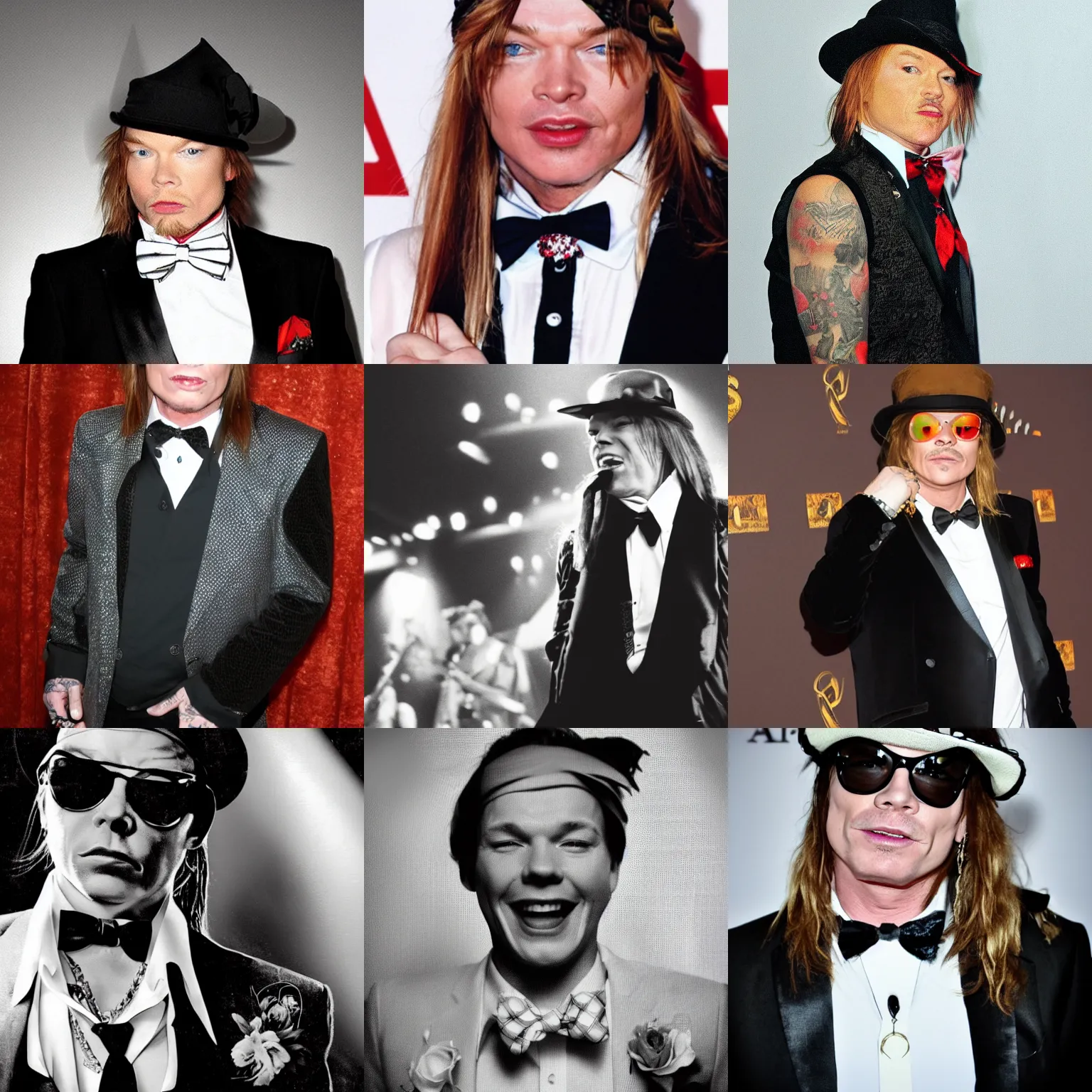 Prompt: axl rose in a bowtie
