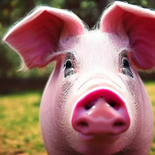 Prompt: profile photo of a cool pig with lipstick