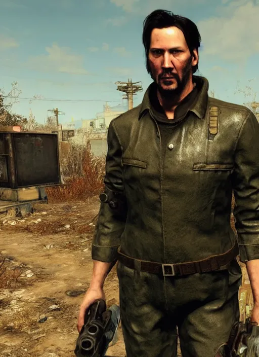 Prompt: keanu reeves in fallout 4