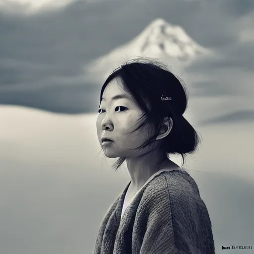 Image similar to a portrait of a character in a scenic environment by Hiroshi Hamaya