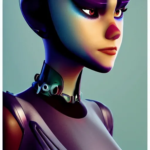 Prompt: pixar anime movie poster portrait photo : : of jessica alba as cat cyborg woman designed by weta workshop : : artstation, unreal engine : : rave makeup, pearlescent, sweaty, morning, vogue cover