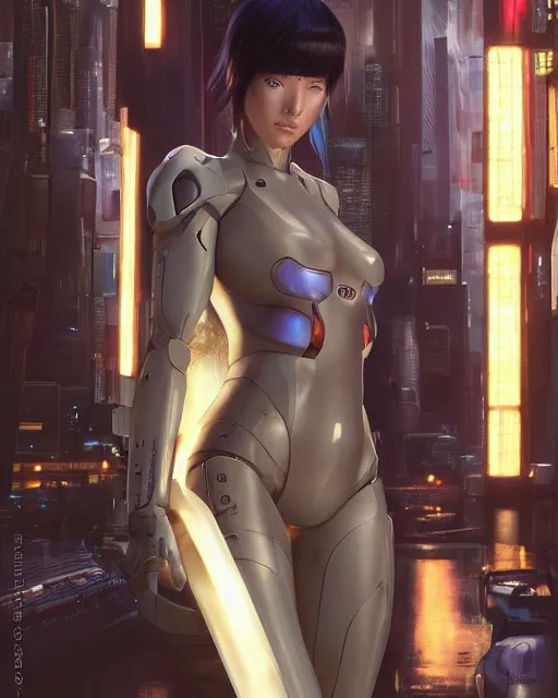 Image similar to weta disney pixar movie still portrait photo of motoko kusanagi ghost in the shell : : as cyborg woman by pixar : : by weta, wlop, ilya kuvshinov, rossdraws, artgerm, marvel, maxim cover, latex, octane render, sweaty, iridescent, bright morning, anime, liosh, mucha : :