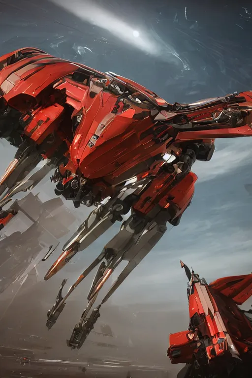 Prompt: professional photograph of a beautiful neo - futuristic simplified symmetrical mecha spacecraft docked in desert by ilm, denis villeneuve, emmanuel shiu, zaha hadid, vapor, cinematic architectural scale, red paint detail, manga, dramatic, volumetric, concept art, hard surface, hyperrealism, high detail, trending on artstation, sharp focus, rendered in octane