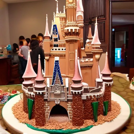 Prompt: disney world castle as a gingerbread house.