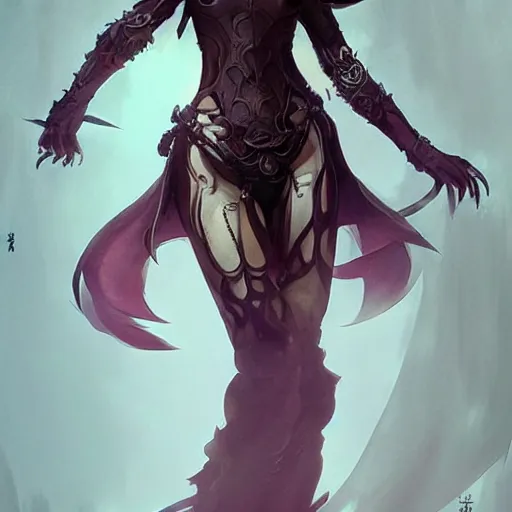 Image similar to charming character yae miko from video game genshin impact full body, dark aesthetic, intricate, elegant, sharp focus, illustration, highly detailed, digital painting, concept art, matte, art by wlop and artgerm and greg rutkowski and jae lee, masterpiece