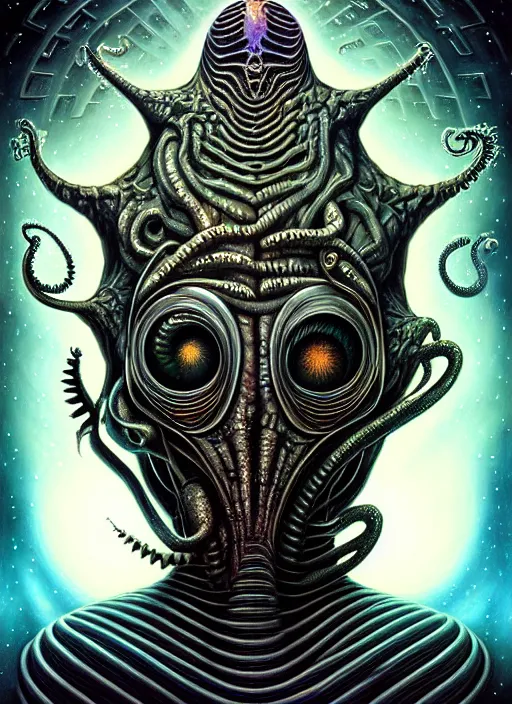 Image similar to cosmic lovecraft giger fractal random animal portrait, pixar style, by tristan eaton stanley artgerm and tom bagshaw.