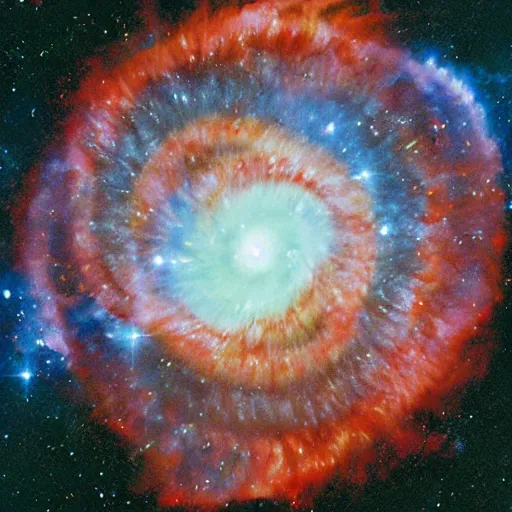 Image similar to Print. NGC7293 Helix Nebula in intrared by VISTA telescope, Chile. by Steve Ditko, by Fintan Magee