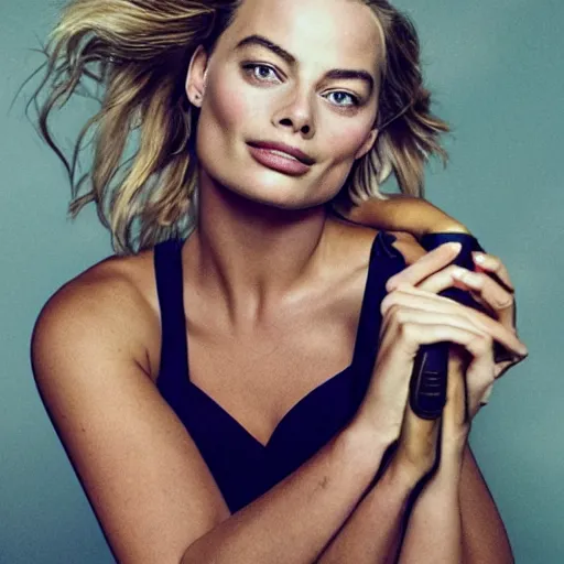 Image similar to margot robbie, by annie leibovitz