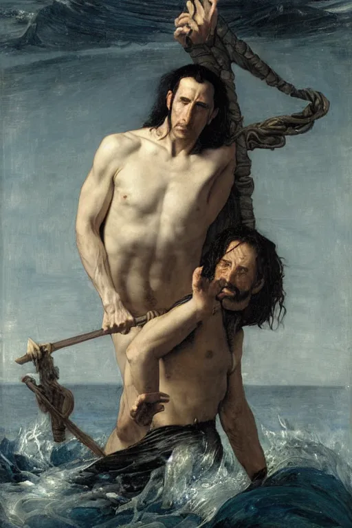 Image similar to trent reznor as a pirate king, god of the ocean by edgar maxence and caravaggio and michael whelan and delacroix