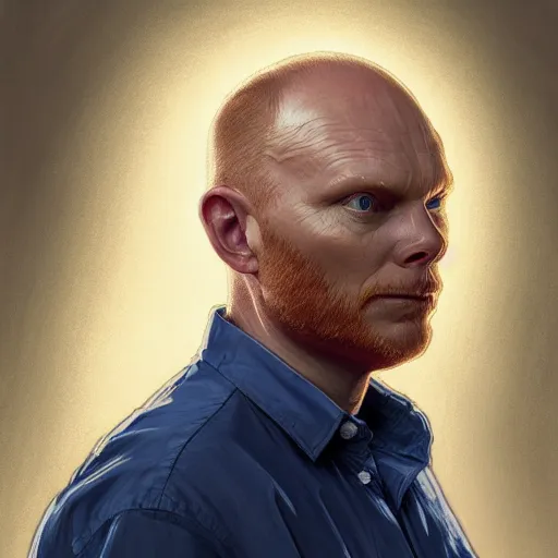 Image similar to Bill Burr wearing a nice shirt, intricate, elegant, highly detailed, digital painting, artstation, concept art, smooth, sharp focus, illustration, art by artgerm and greg rutkowski and alphonse mucha and loish and WLOP