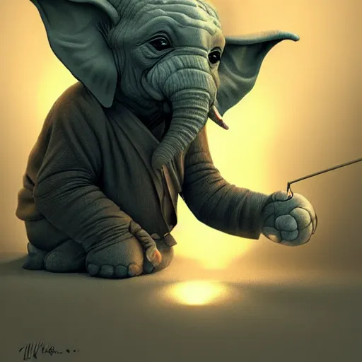 Image similar to elephant yoda making a speech, stunning digital art, high detail, in the style of artgerm, artstation, cgsociety, dramatic lighting, pixar 3d 8k