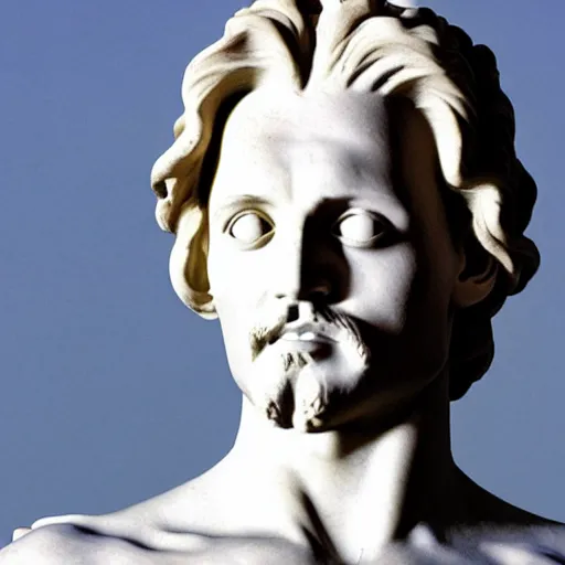 Image similar to johnny depp as a greek marble statue