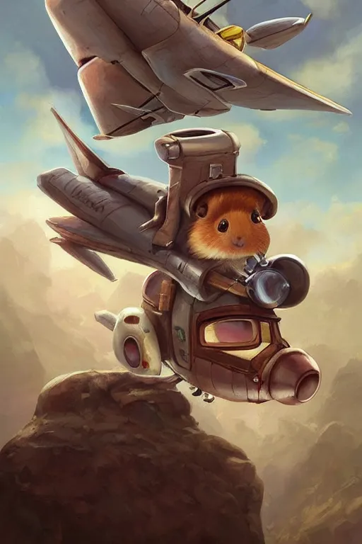 Image similar to cute little anthropomorphic Guinea Pig Piloting a plane , tiny, small, short, Pilot outfit, cute and adorable, pretty, beautiful, DnD character art portrait, matte fantasy painting, DeviantArt Artstation, by Jason Felix by Steve Argyle by Tyler Jacobson by Peter Mohrbacher, cinematic lighting