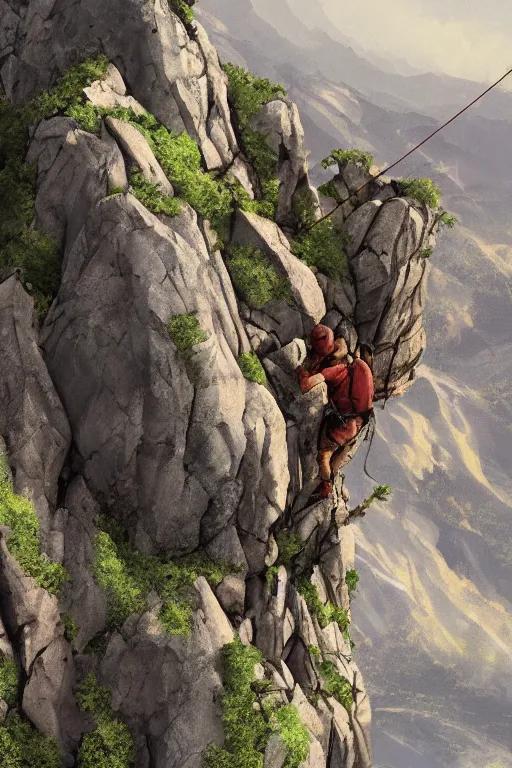 Image similar to climb mountain mountaintop illustration trending on artstation
