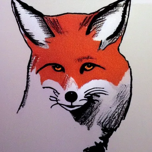 Image similar to a fox, poorly drawn using ms paint
