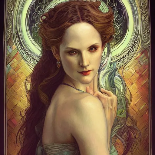 Prompt: an art nouveau painting in the style of donato giancola, and in the style of charlie bowater, and in the style of stephen bauman. symmetry, smooth, sharp focus, semi - realism, intricate detail.