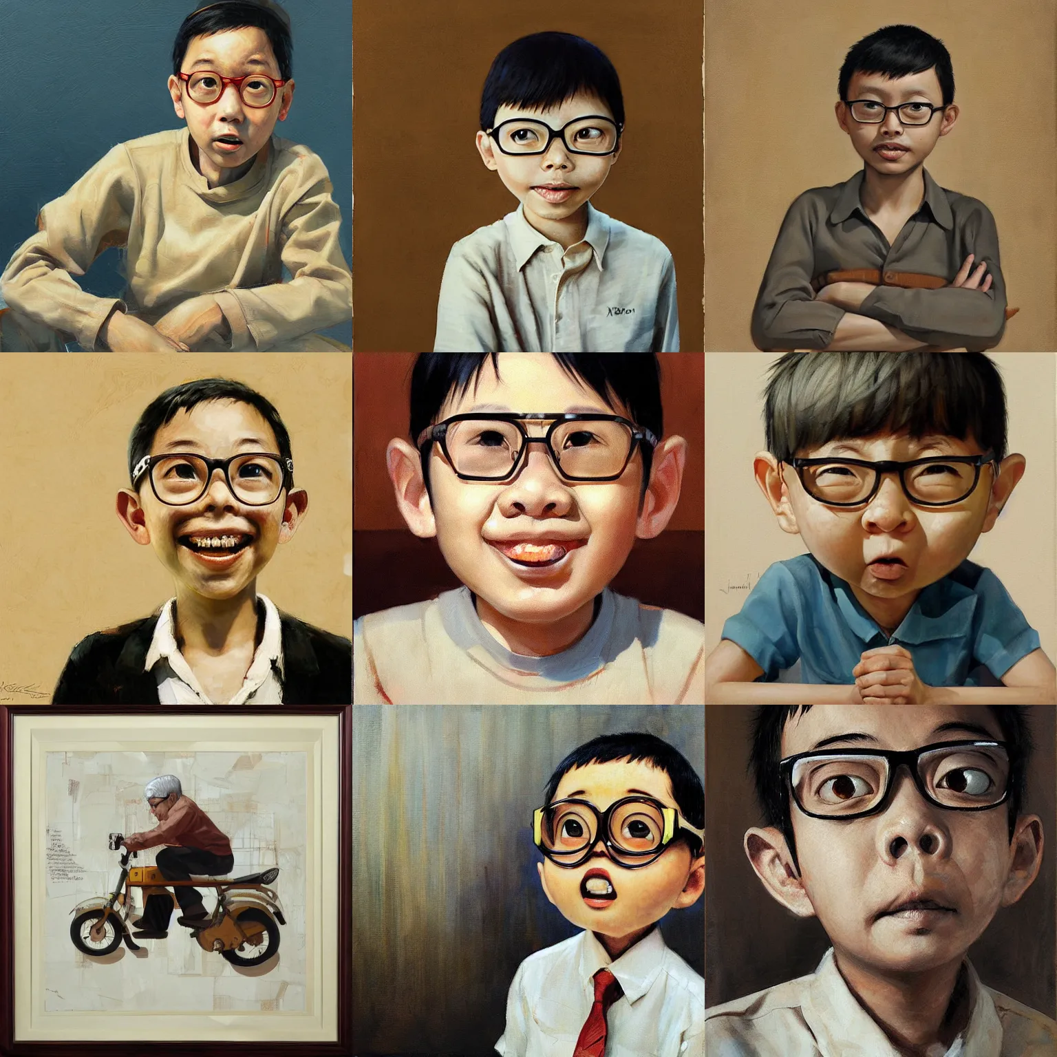 Prompt: nobita by jonathan yeo