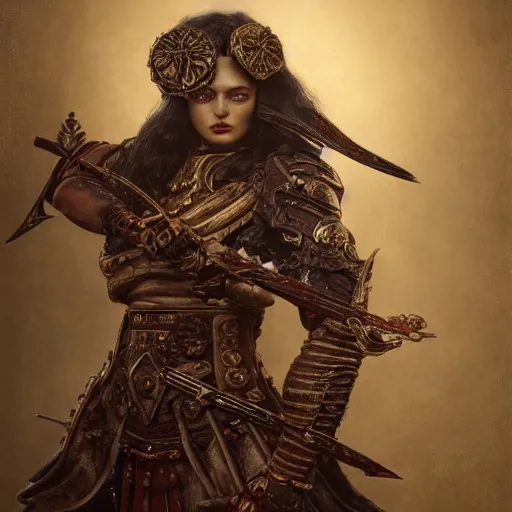 Image similar to a beautiful ultradetailed fine art old vintage bloodstained dark warrior, wild and butcher with ancient weapons with blood, by tom bagshaw and zach sutton, vignette, 3 5 mm lens, golden ratio composition, studio photography, very detailed, humanoid, artstation, 8 k, highly coherent