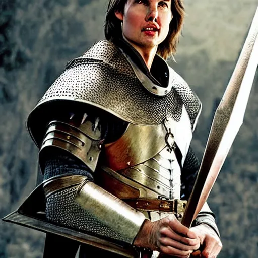 Prompt: medieval fantasy half length d & d portrait photo of tom cruise as a d & d armored cleric with a morningstar, photo by philip - daniel ducasse and yasuhiro wakabayashi and jody rogac and roger deakins