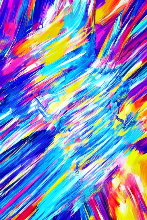 Prompt: abstract minimal thick brush strokes of a thin athletic male, abstract minimalist line art, beautiful, flowing brush strokes, energetic colors, dramatic painting, detailed digital art trending on artstation