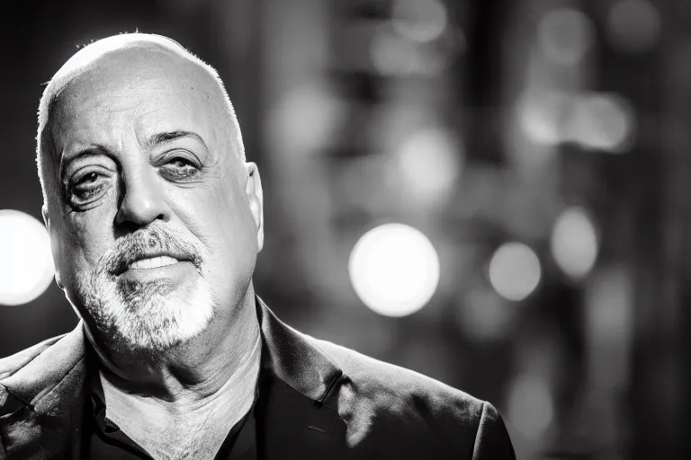 Image similar to Mug Shot of Billy Joel, screen light, sharp, detailed face, photo, focus