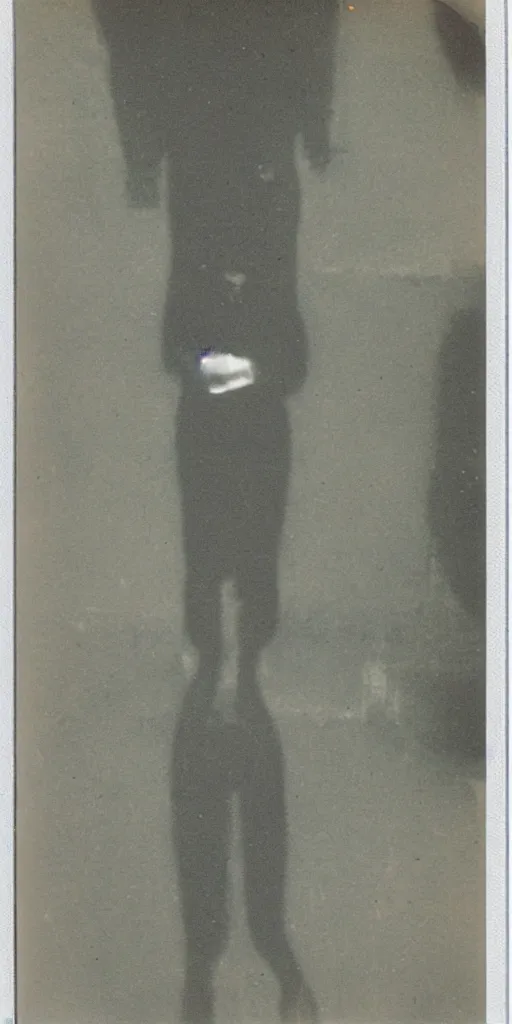 Prompt: found polaroid photo of a horrifying humanlike cryptid in a dark moist basement