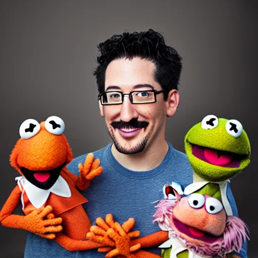 Prompt: studio portrait still of muppet!!!!! [ markiplier ]!!!!!! as a muppet muppet as a muppet, 8 k, studio lighting, key light