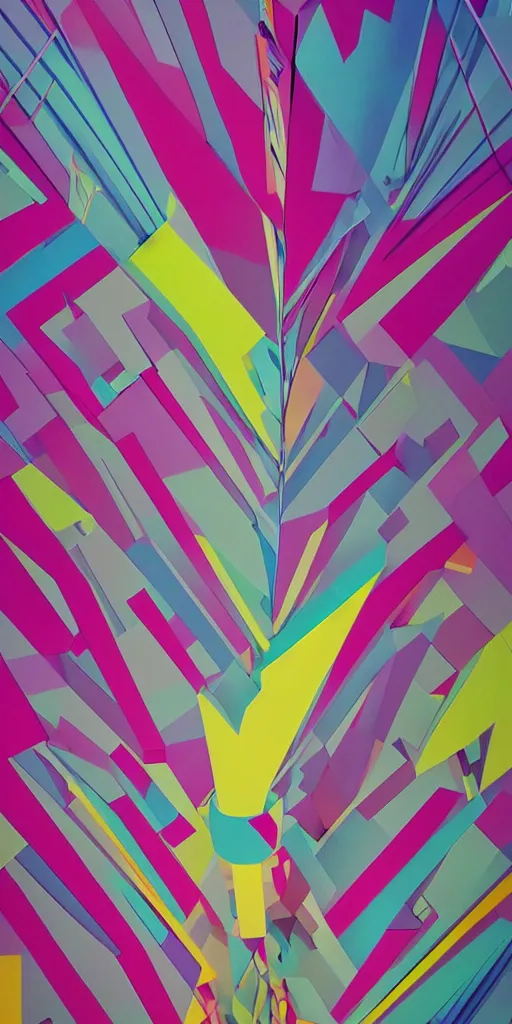 Image similar to abstract geometric art, optical illusion, silo, shapes and colours, paper cut out, sense of depth, pastel colour palette, just beautiful